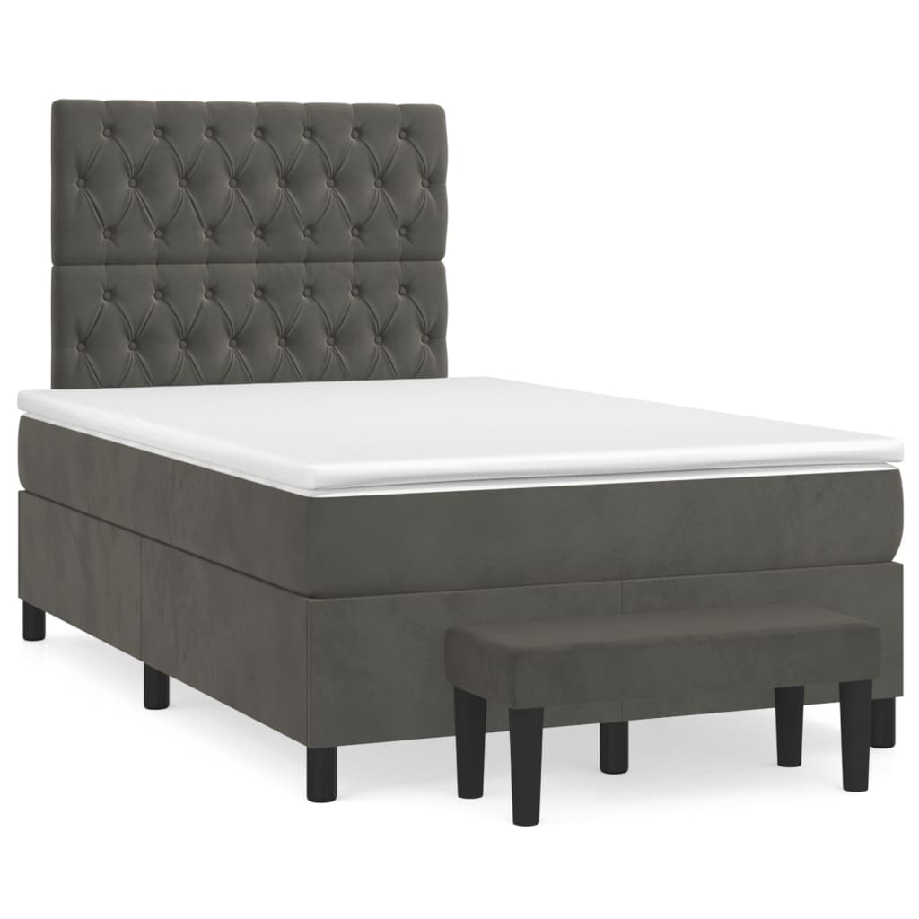 Giroletto a Molle con Materasso Grigio Scuro 120x200 cm Velluto | homemem39
