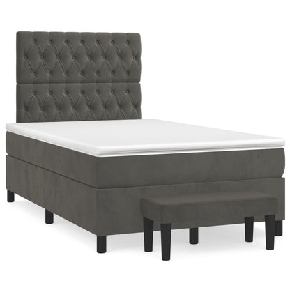 Giroletto a Molle con Materasso Grigio Scuro 120x200 cm Velluto | homemem39