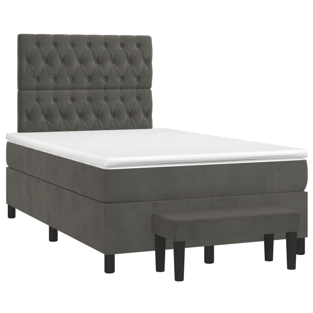 Giroletto a Molle con Materasso Grigio Scuro 120x200 cm Velluto | homemem39