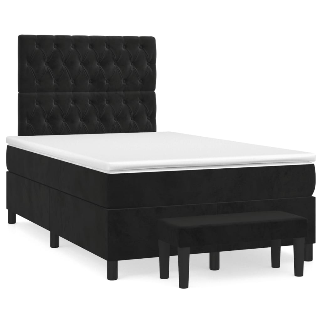 Giroletto a Molle con Materasso Nero 120x200 cm in Velluto | homemem39