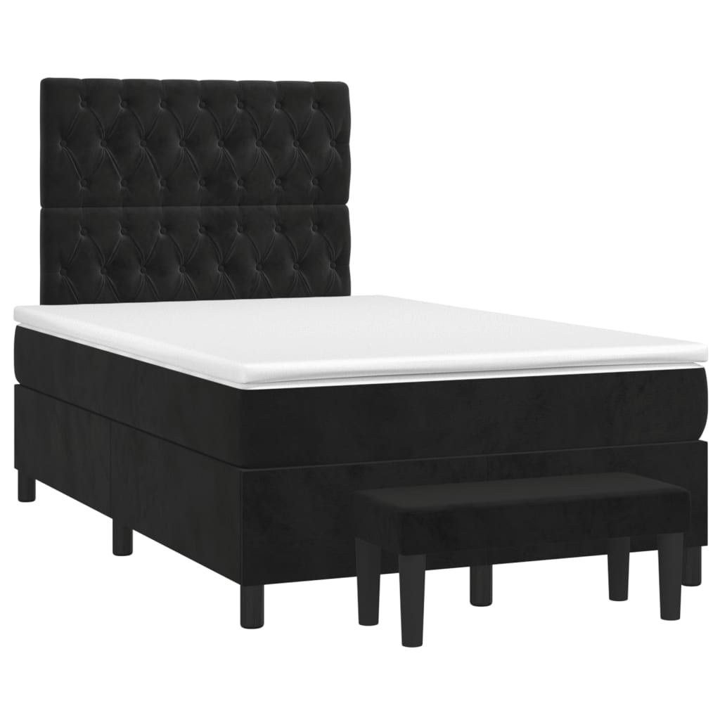 Giroletto a Molle con Materasso Nero 120x200 cm in Velluto | homemem39