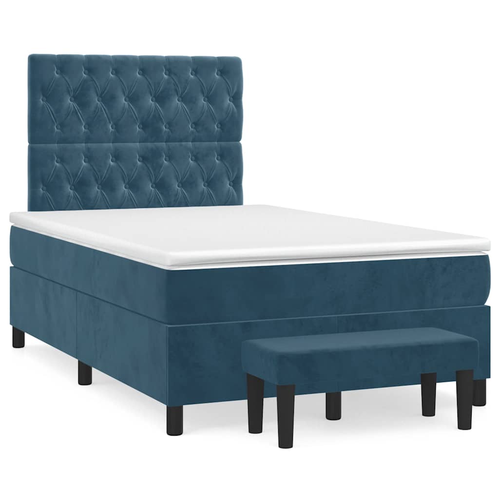Giroletto a Molle con Materasso Blu Scuro 120x200 cm in Velluto | homemem39
