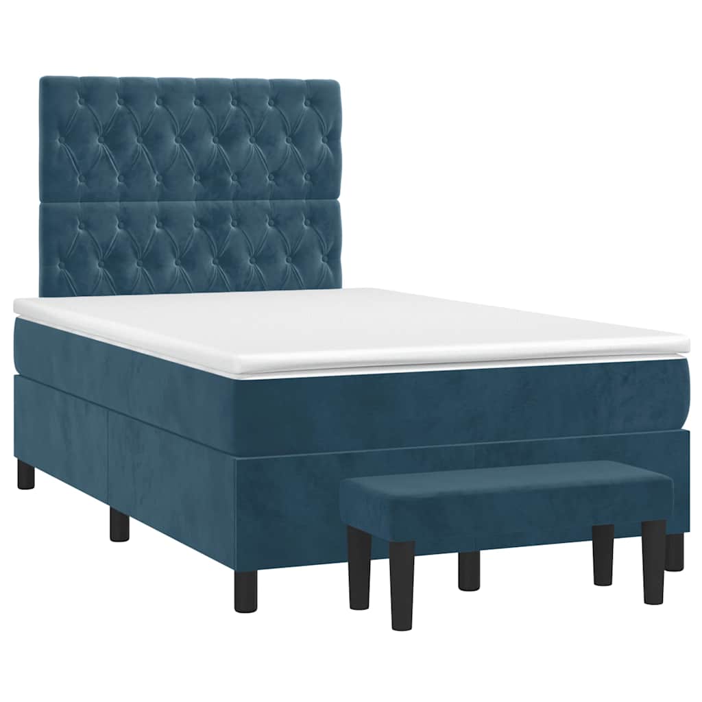 Giroletto a Molle con Materasso Blu Scuro 120x200 cm in Velluto | homemem39