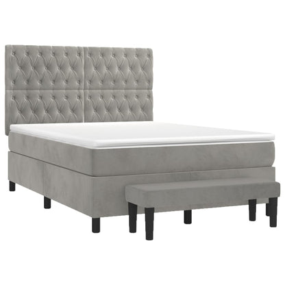 Giroletto a Molle con Materasso Grigio Chiaro 140x190cm Velluto | homemem39