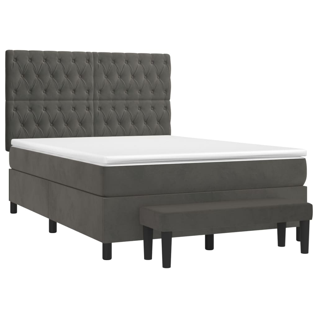 Giroletto a Molle con Materasso Grigio Scuro 140x190 cm Velluto | homemem39
