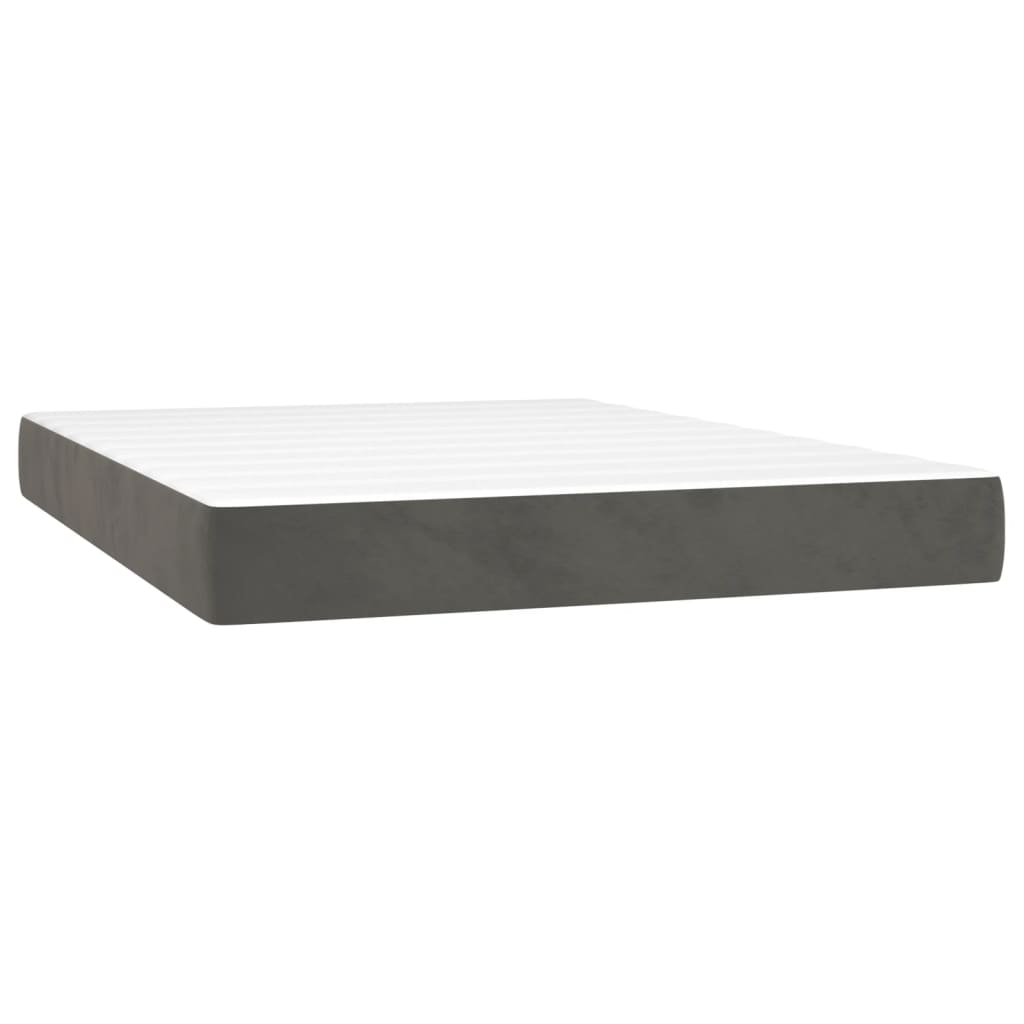 Giroletto a Molle con Materasso Grigio Scuro 140x190 cm Velluto | homemem39