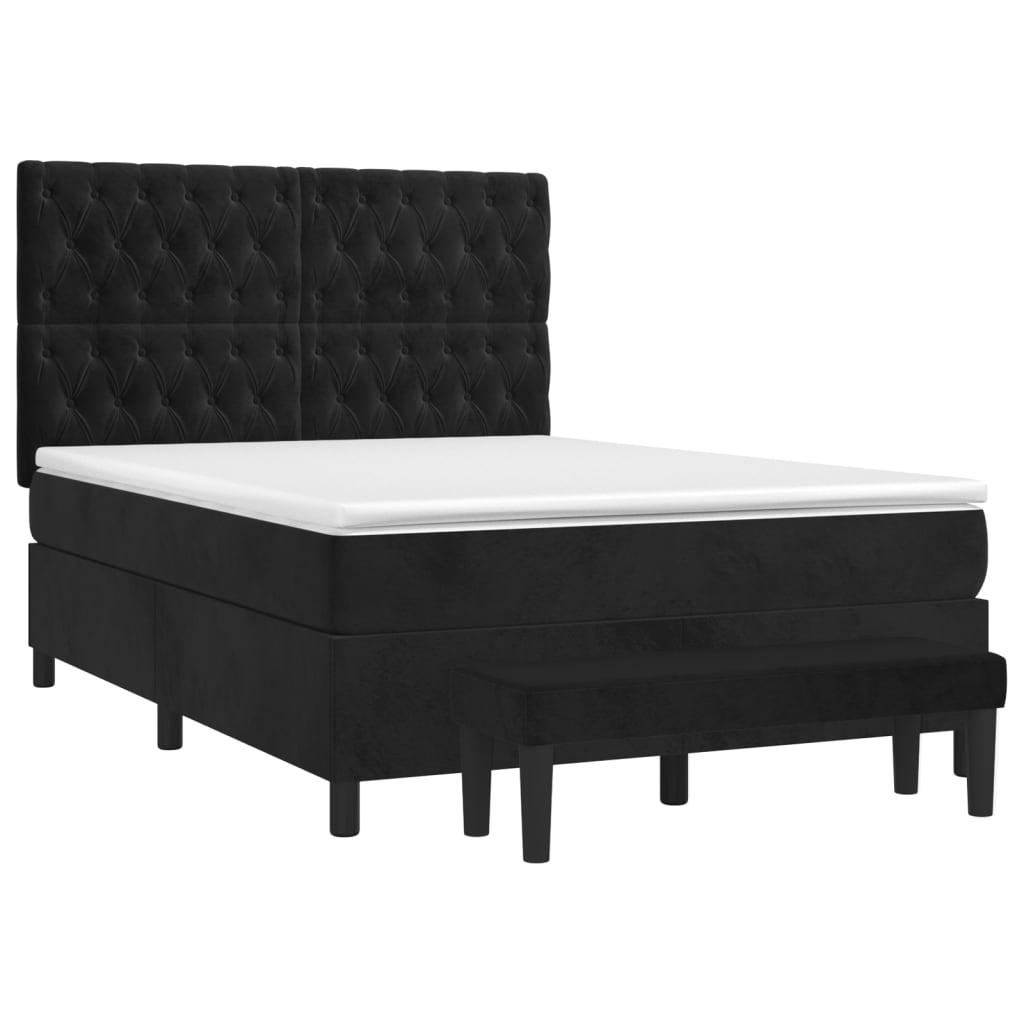Giroletto a Molle con Materasso Nero 140x190 cm in Velluto | homemem39