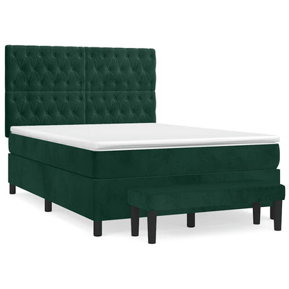 Giroletto a Molle con Materasso Verde Scuro 140x190 cm Velluto | homemem39