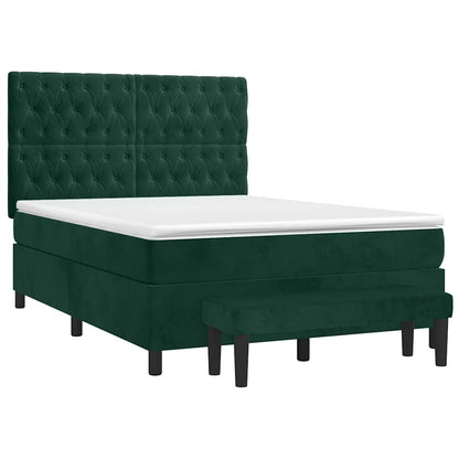 Giroletto a Molle con Materasso Verde Scuro 140x190 cm Velluto | homemem39