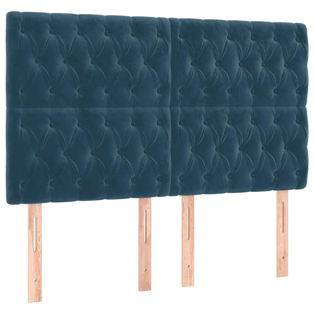 Giroletto a Molle con Materasso Blu Scuro 140x190 cm in Velluto