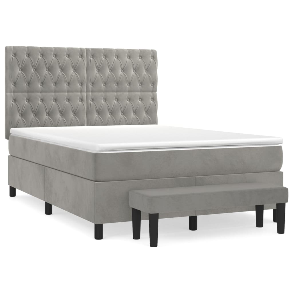 Giroletto a Molle con Materasso Grigio Chiaro 140x200cm Velluto | homemem39
