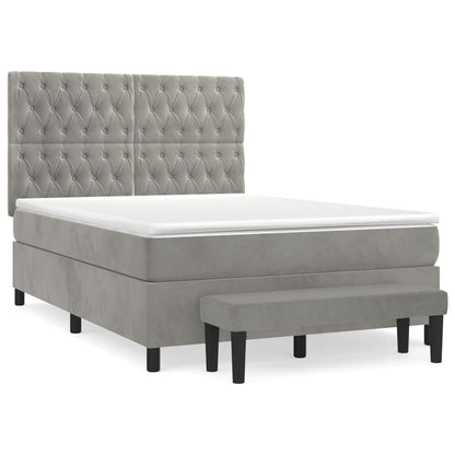 Giroletto a Molle con Materasso Grigio Chiaro 140x200cm Velluto | homemem39