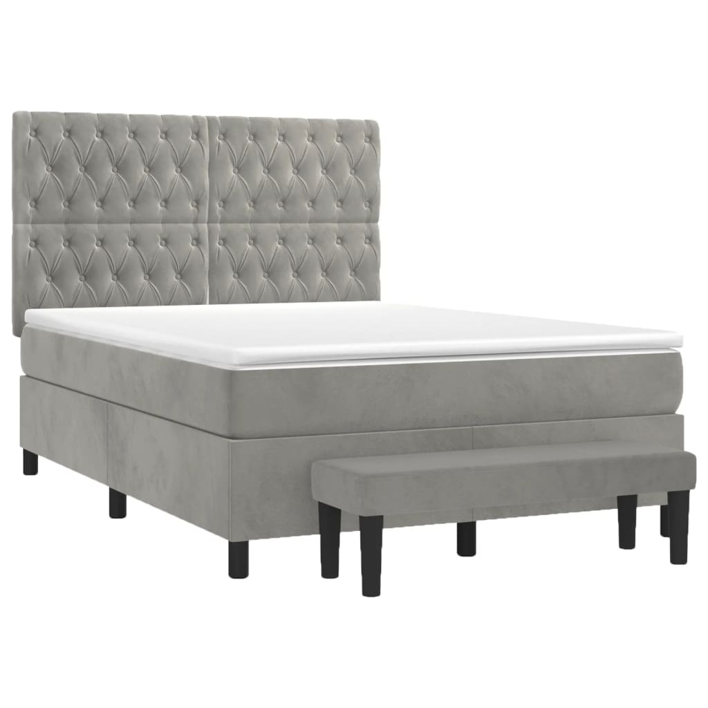Giroletto a Molle con Materasso Grigio Chiaro 140x200cm Velluto | homemem39