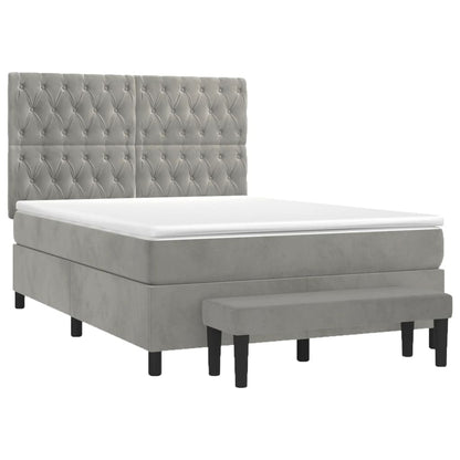 Giroletto a Molle con Materasso Grigio Chiaro 140x200cm Velluto | homemem39