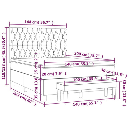 Giroletto a Molle con Materasso Grigio Chiaro 140x200cm Velluto | homemem39