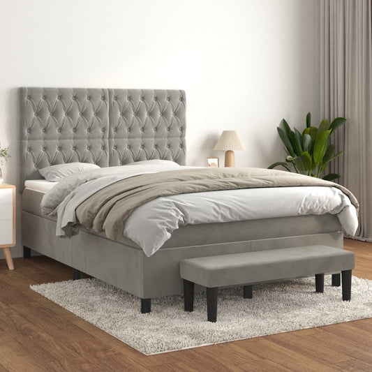 Giroletto a Molle con Materasso Grigio Chiaro 140x200cm Velluto | homemem39