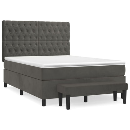 Giroletto a Molle con Materasso Grigio Scuro 140x200 cm Velluto | homemem39