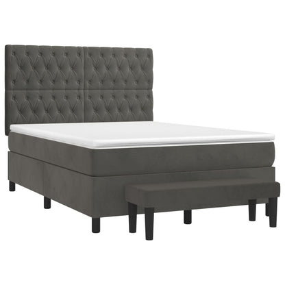 Giroletto a Molle con Materasso Grigio Scuro 140x200 cm Velluto | homemem39