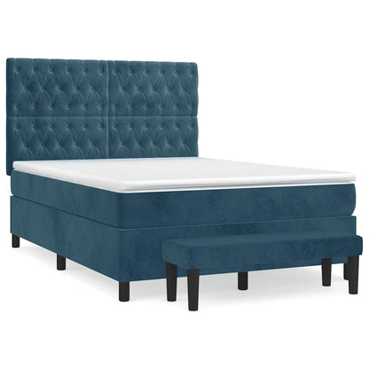 Giroletto a Molle con Materasso Blu Scuro 140x200 cm in Velluto | homemem39