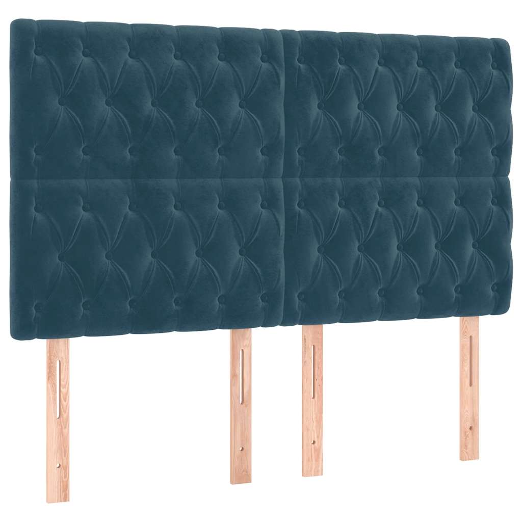 Giroletto a Molle con Materasso Blu Scuro 140x200 cm in Velluto | homemem39