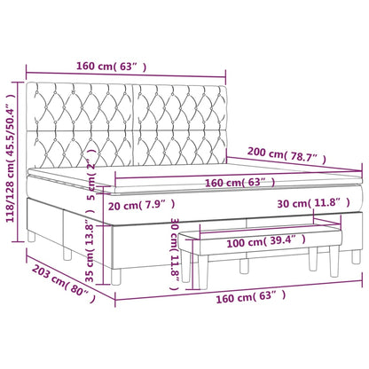 Giroletto a Molle con Materasso Grigio Chiaro 160x200cm Velluto | homemem39