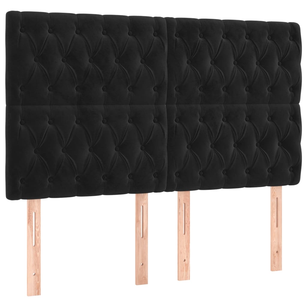 Giroletto a Molle con Materasso Nero 160x200 cm in Velluto | homemem39