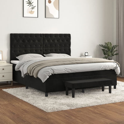 Giroletto a Molle con Materasso Nero 160x200 cm in Velluto | homemem39