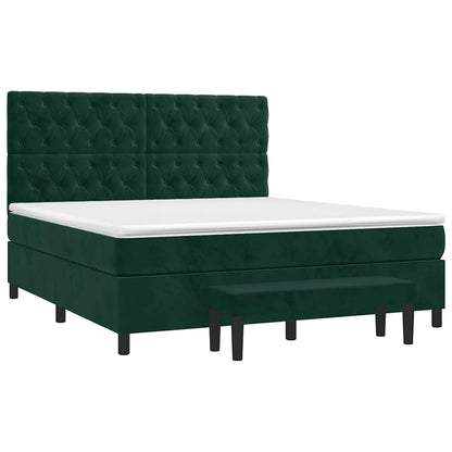 Giroletto a Molle con Materasso Verde Scuro 160x200 cm Velluto | homemem39