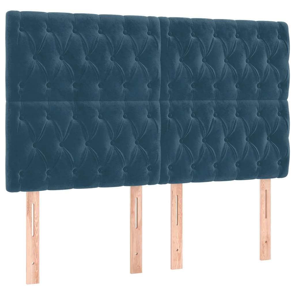 Giroletto a Molle con Materasso Blu Scuro 160x200 cm in Velluto | homemem39