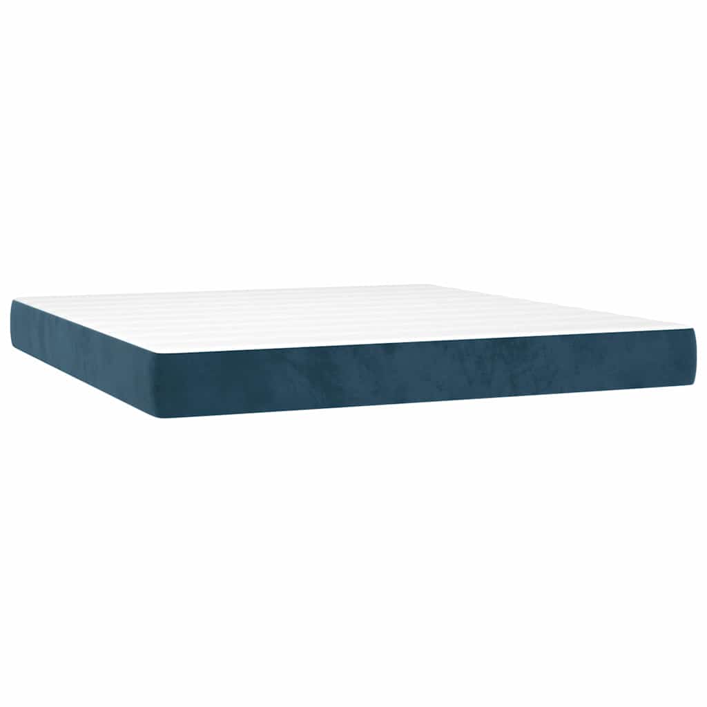 Giroletto a Molle con Materasso Blu Scuro 160x200 cm in Velluto | homemem39