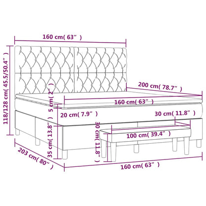 Giroletto a Molle con Materasso Blu Scuro 160x200 cm in Velluto | homemem39