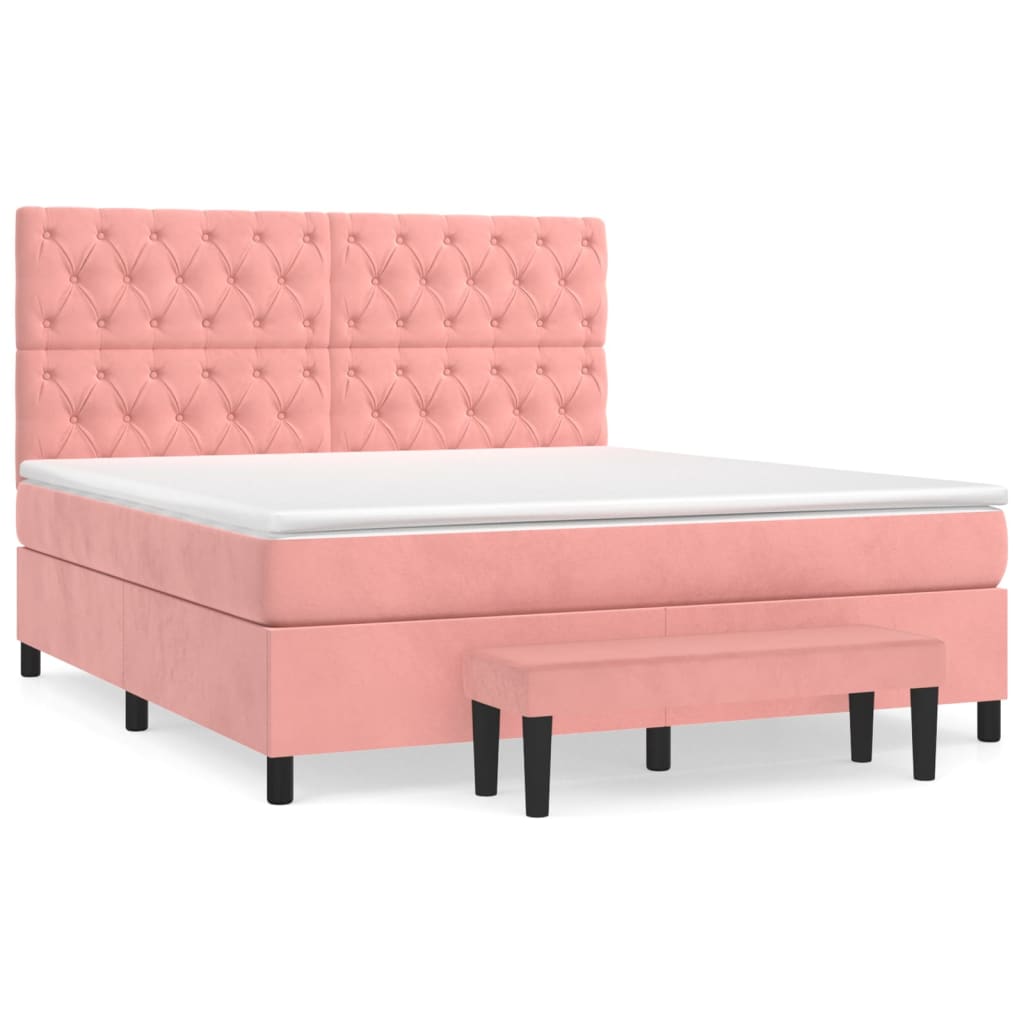 Giroletto a Molle con Materasso Rosa 160x200 cm in Velluto | homemem39