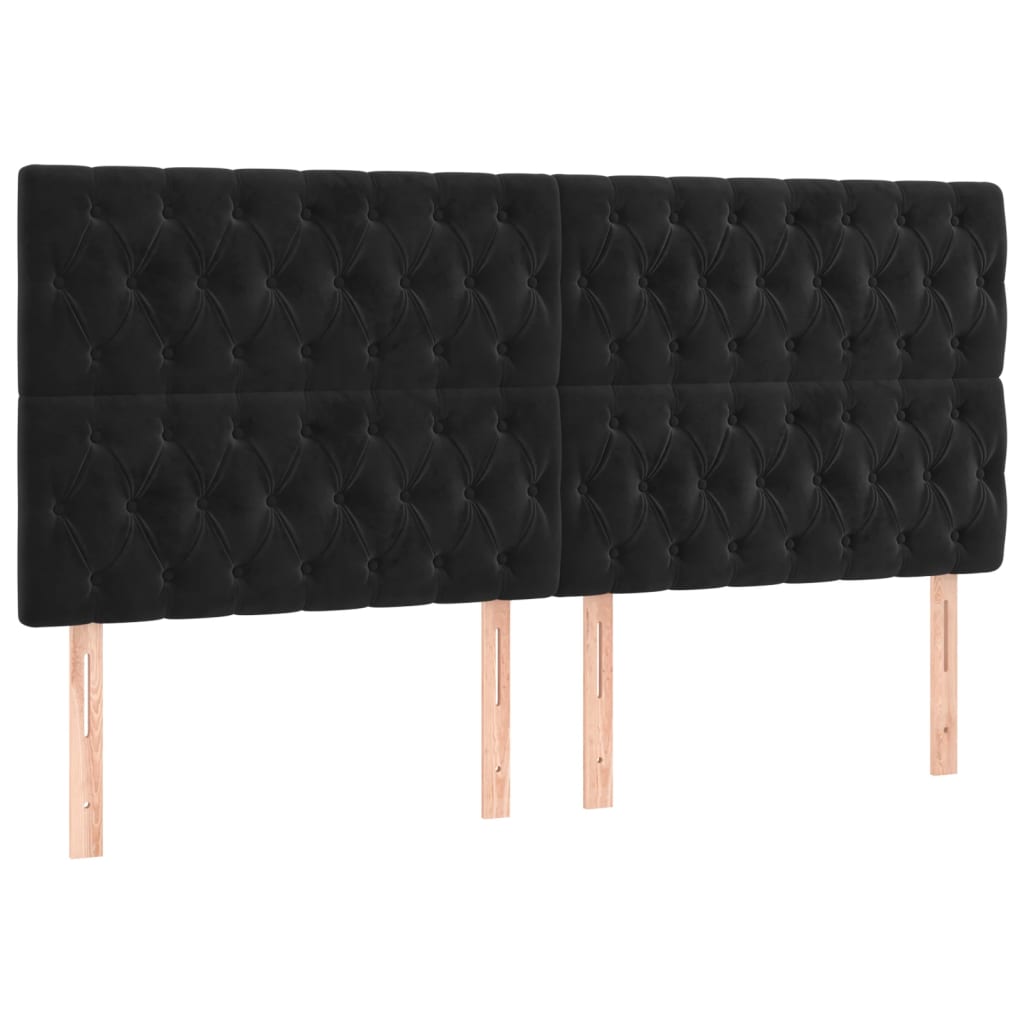 Giroletto a Molle con Materasso Nero 180x200 cm in Velluto | homemem39