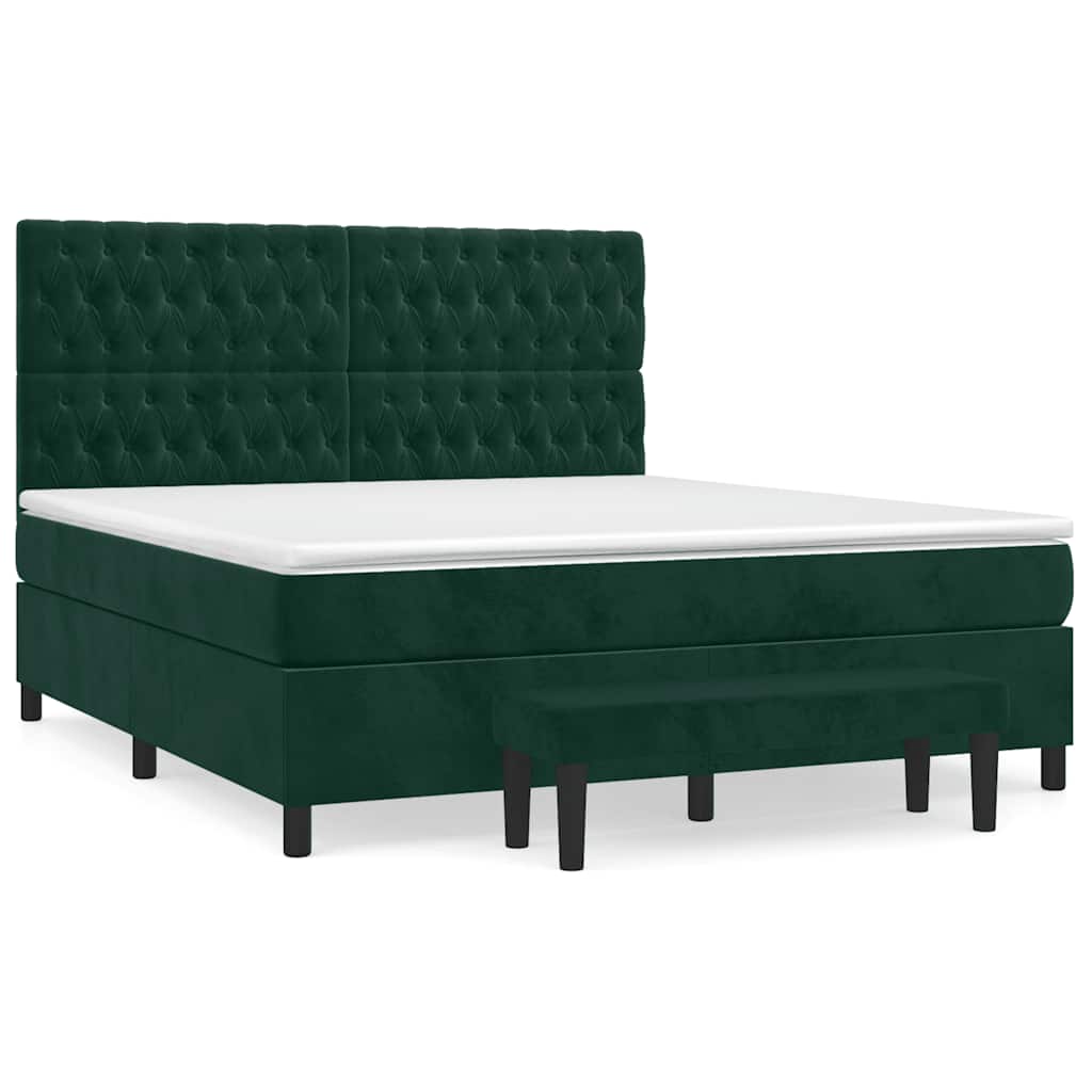 Giroletto a Molle con Materasso Verde Scuro 180x200 cm Velluto | homemem39
