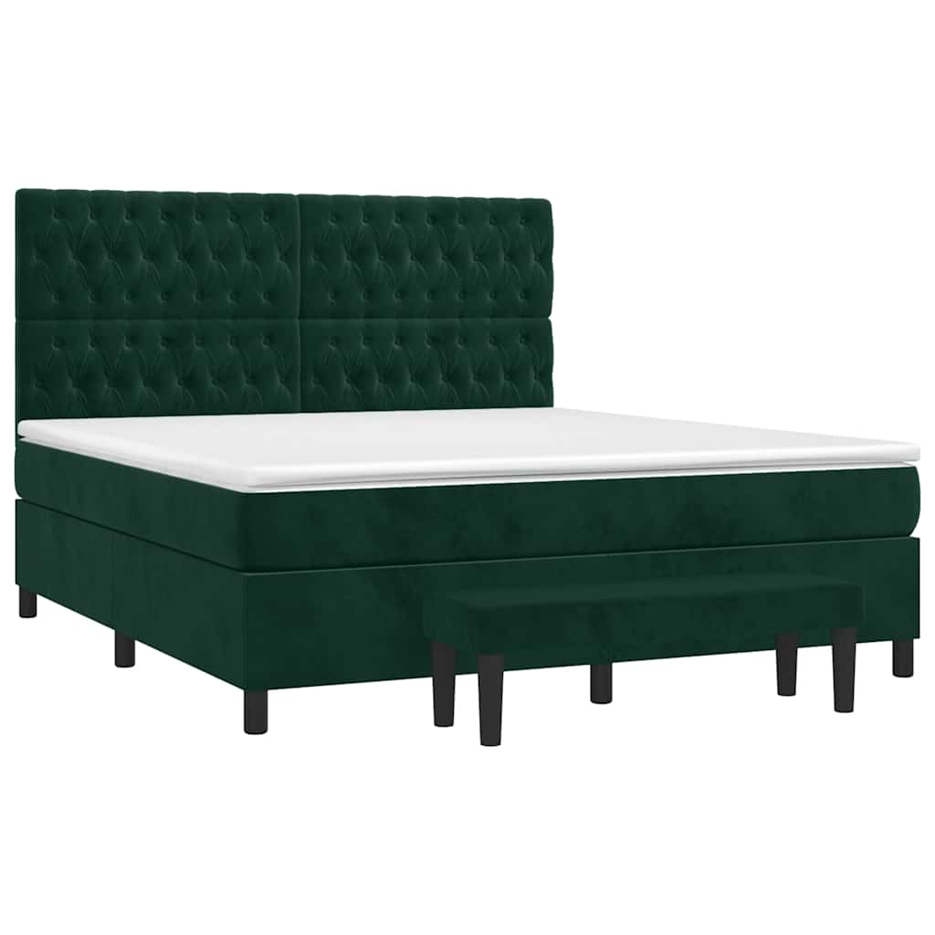 Giroletto a Molle con Materasso Verde Scuro 180x200 cm Velluto | homemem39