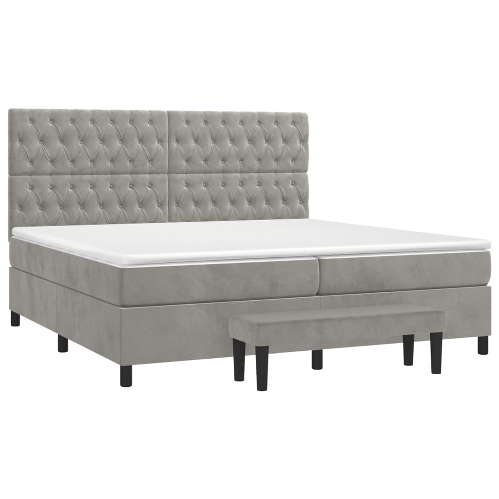 Giroletto a Molle con Materasso Grigio Chiaro 200x200cm Velluto | homemem39