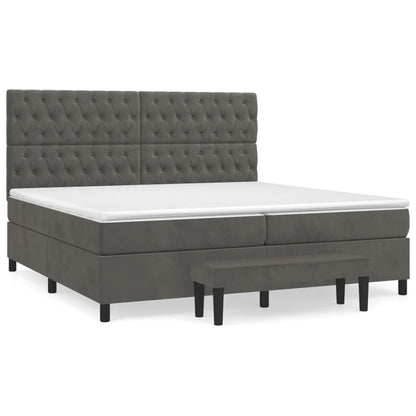 Giroletto a Molle con Materasso Grigio Scuro 200x200 cm Velluto | homemem39