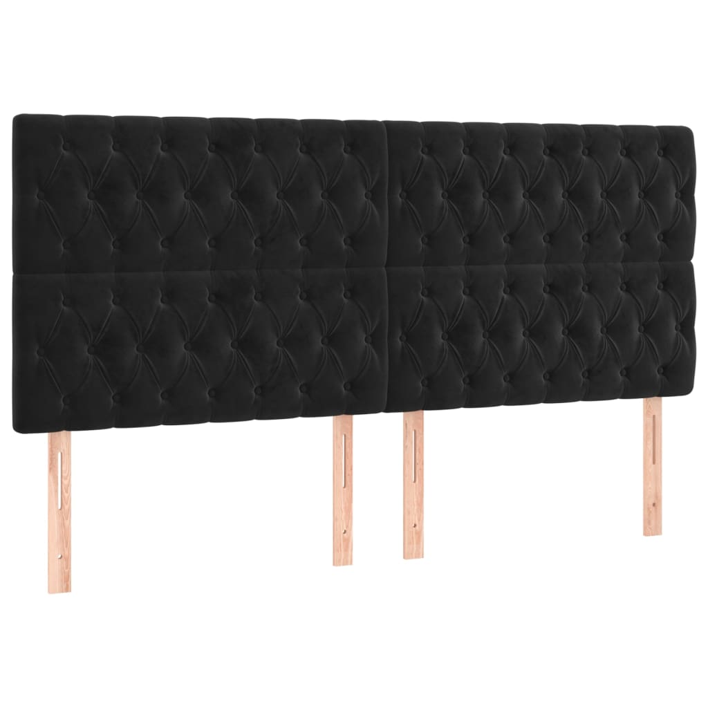 Giroletto a Molle con Materasso Nero 200x200 cm in Velluto | homemem39