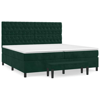 Giroletto a Molle con Materasso Verde Scuro 200x200 cm Velluto | homemem39