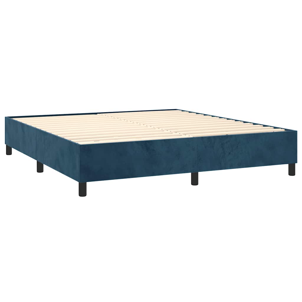 Giroletto a Molle con Materasso Blu Scuro 200x200 cm in Velluto