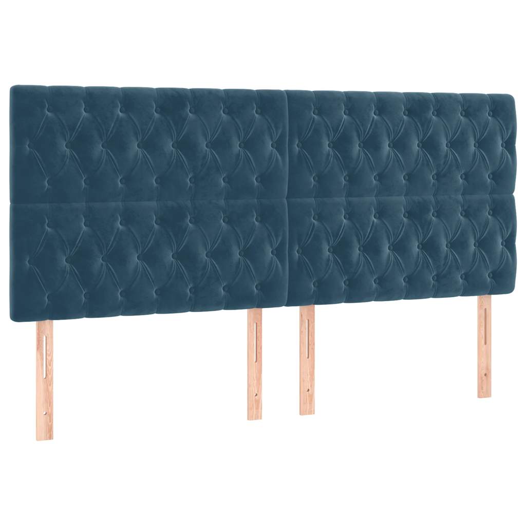 Giroletto a Molle con Materasso Blu Scuro 200x200 cm in Velluto | homemem39