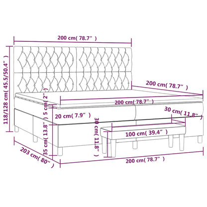 Giroletto a Molle con Materasso Blu Scuro 200x200 cm in Velluto | homemem39