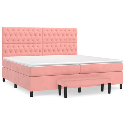 Giroletto a Molle con Materasso Rosa 200x200 cm in Velluto | homemem39