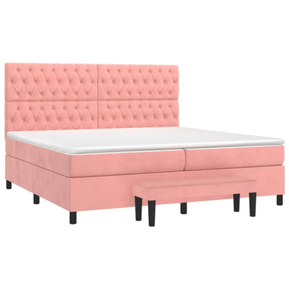 Giroletto a Molle con Materasso Rosa 200x200 cm in Velluto | homemem39