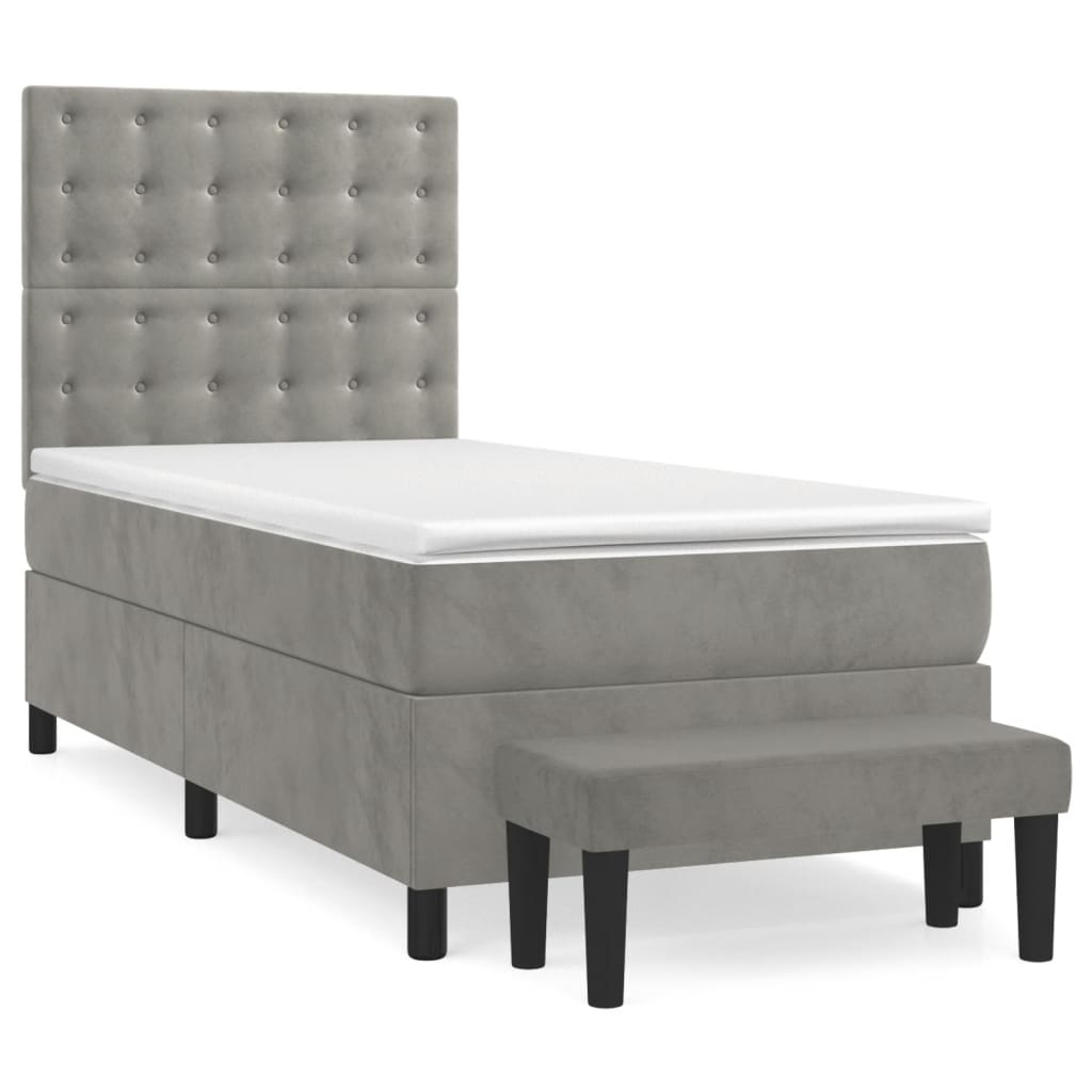 Giroletto a Molle con Materasso Grigio Chiaro 80x200 cm Velluto | homemem39