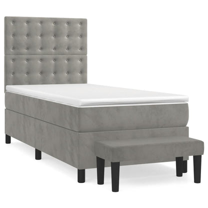 Giroletto a Molle con Materasso Grigio Chiaro 80x200 cm Velluto | homemem39