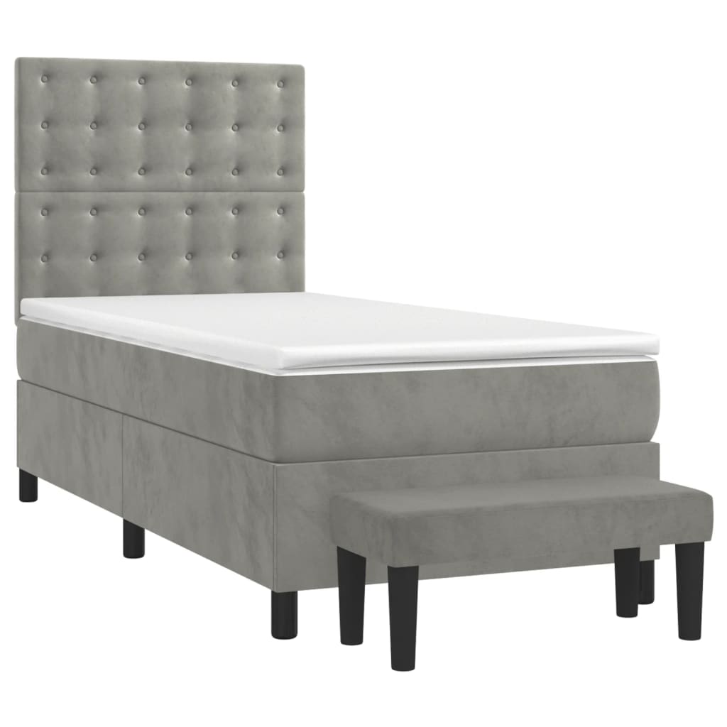Giroletto a Molle con Materasso Grigio Chiaro 80x200 cm Velluto | homemem39