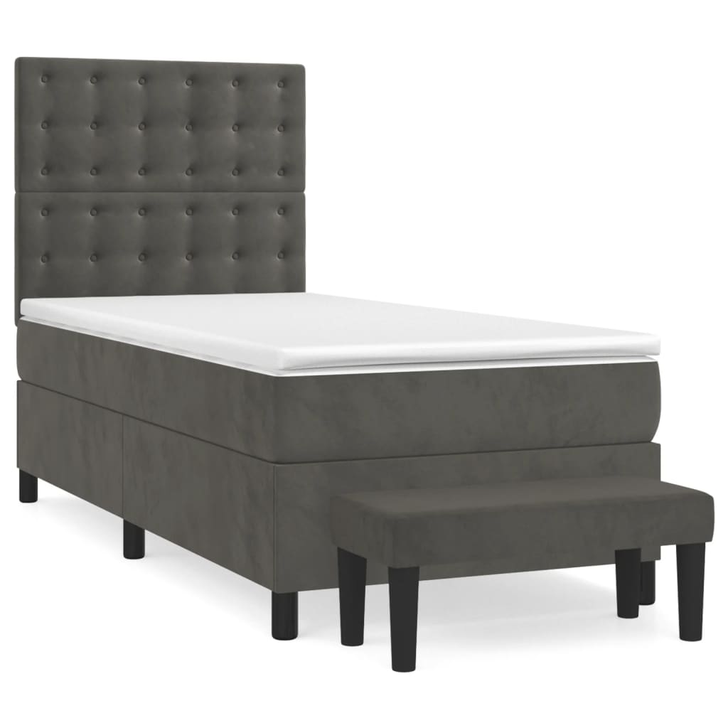 Giroletto a Molle con Materasso Grigio Scuro 80x200 cm Velluto | homemem39