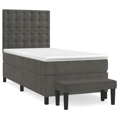 Giroletto a Molle con Materasso Grigio Scuro 80x200 cm Velluto | homemem39