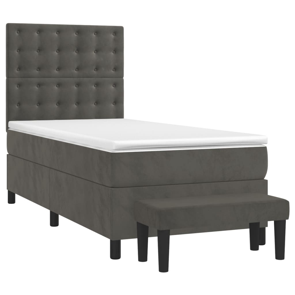 Giroletto a Molle con Materasso Grigio Scuro 80x200 cm Velluto | homemem39